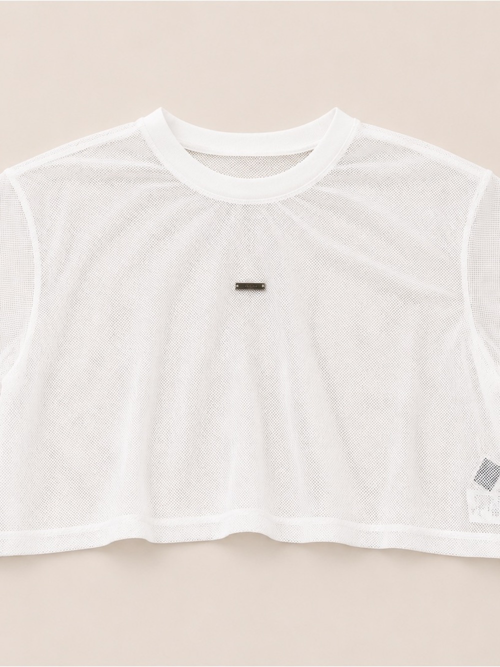 SHEIN White Mesh Crop Tee